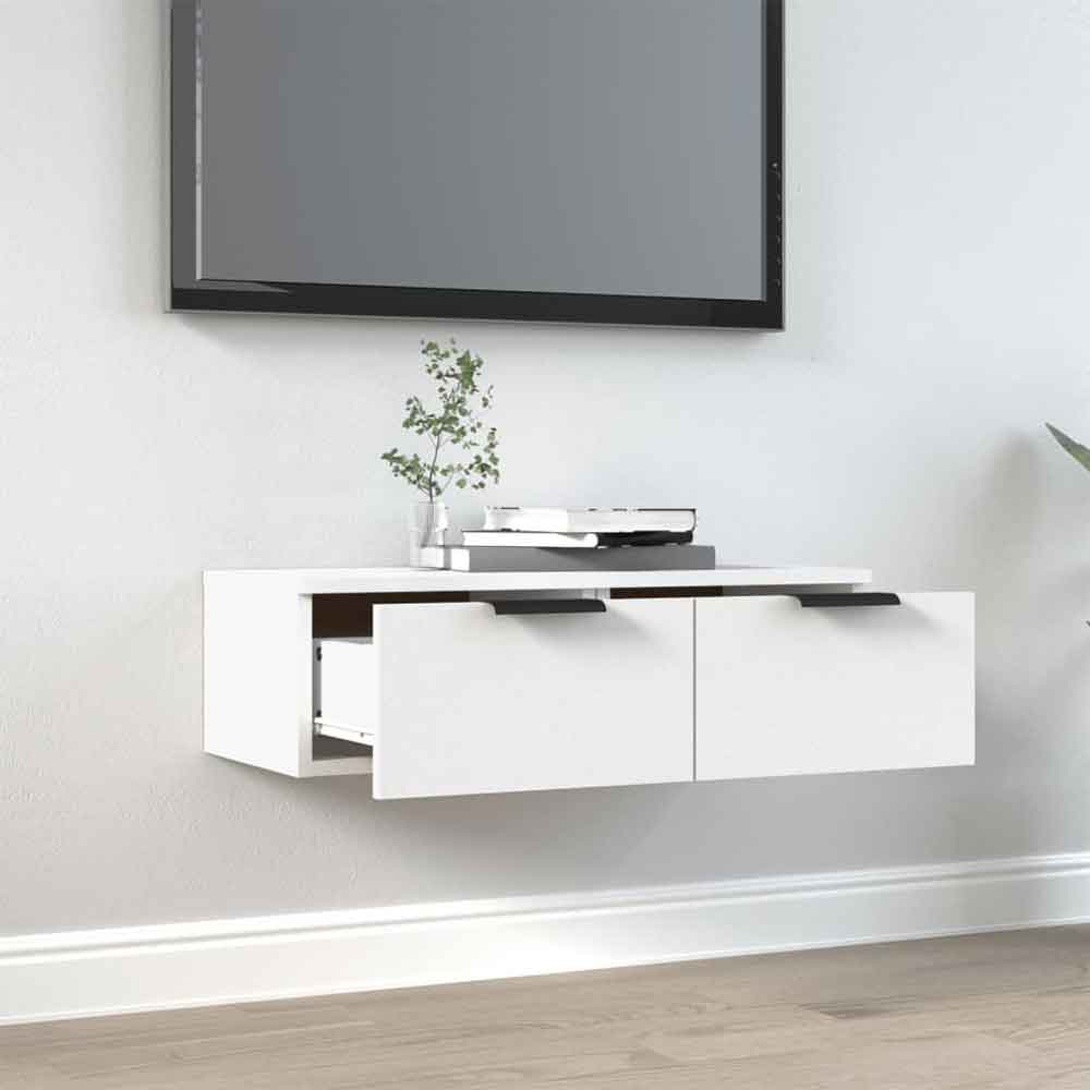 Clive Wooden TV Stand With 2 Drawer In White