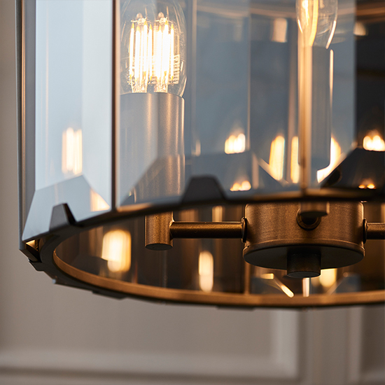 Clooney 4 Lights Smoke Glass Panels Pendant Light In Slate Grey