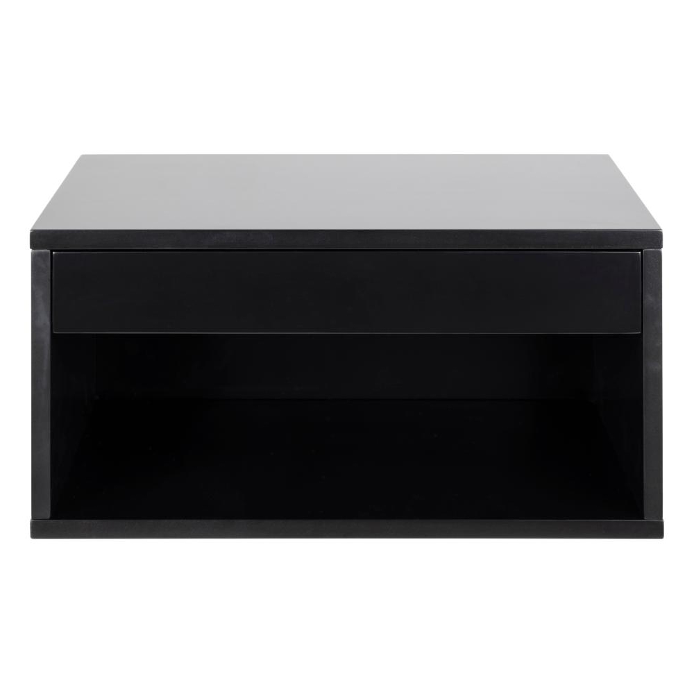 Cloquet Wall Hung Wooden Bedside Cabinet With 1 Drawer In Black