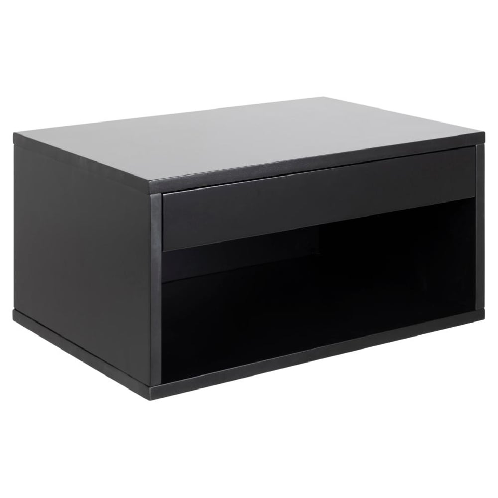 Product photograph of Cloquet Wall Hung Wooden Bedside Cabinet With 1 Drawer In Black from Furniture in Fashion
