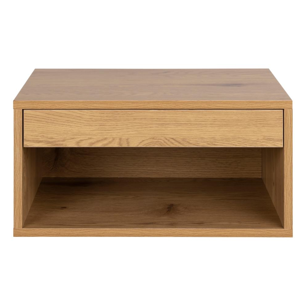 Cloquet Wall Hung Wooden Bedside Cabinet With 1 Drawer In Oak