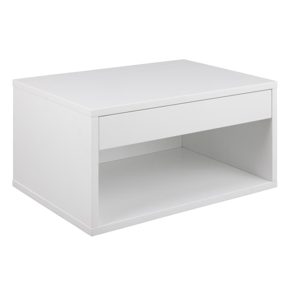 Cloquet Wall Hung Wooden Bedside Cabinet With 1 Drawer In White