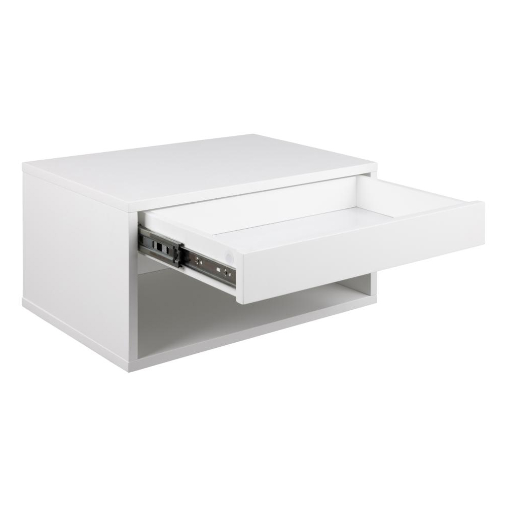 Cloquet Wall Hung Wooden Bedside Cabinet With 1 Drawer In White