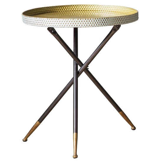 Cloral Round Metal Side Table With Tripod Base In Duck Egg Gold_2