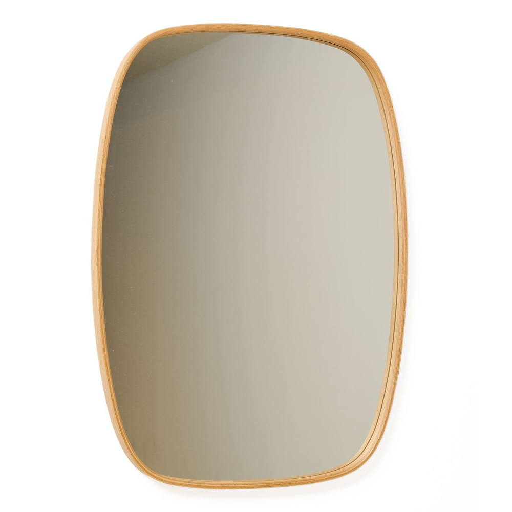 Cloudy Large Glass Wall Mirror with Solid Oak Wood Frame