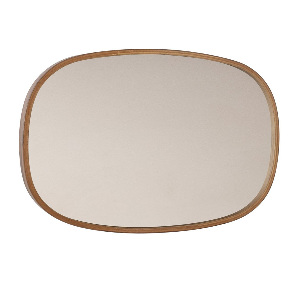 Cloudy Small Glass Wall Mirror with Walnut Solid Wood