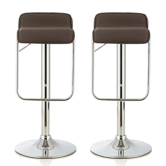 Product photograph of Clova Cappuccino Faux Leather Swivel Gas-lift Bar Stools In Pair from Furniture in Fashion