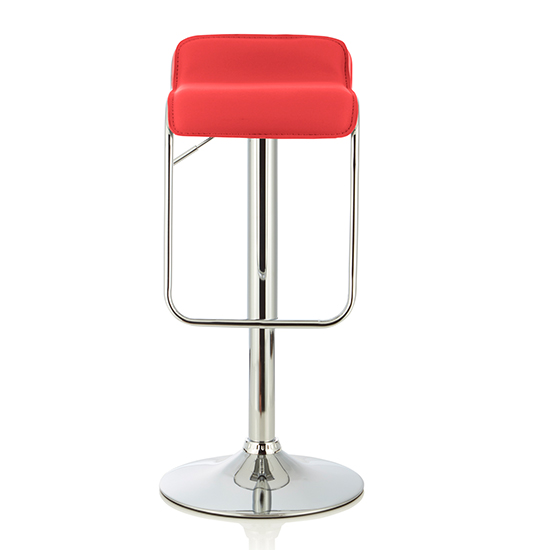 Clova Red Faux Leather Swivel Gas-Lift Bar Stools In Pair_2