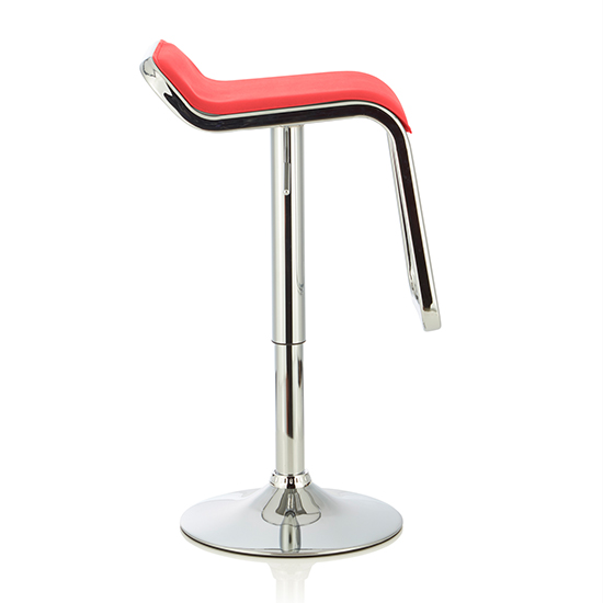 Clova Red Faux Leather Swivel Gas-Lift Bar Stools In Pair_3