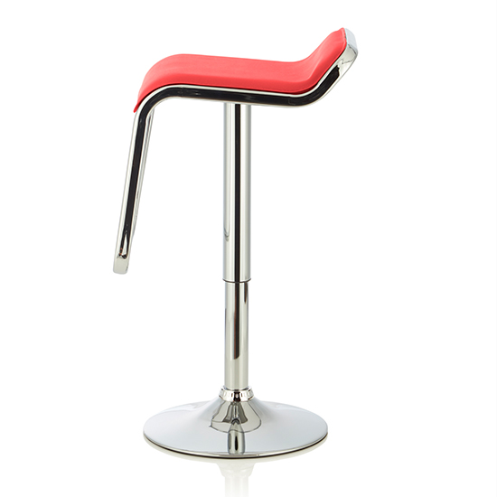 Clova Red Faux Leather Swivel Gas-Lift Bar Stools In Pair_5