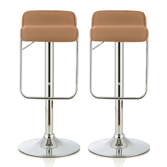 Clova Taupe Faux Leather Swivel Gas-Lift Bar Stools In Pair_1