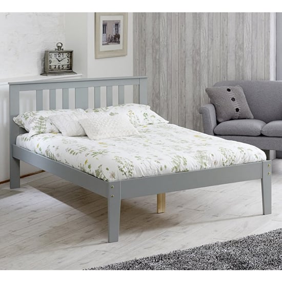 Read more about Cloven wooden double bed in grey
