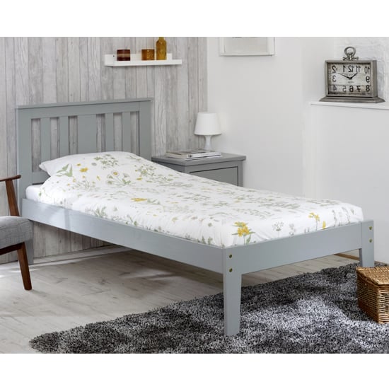 Read more about Cloven wooden single bed in grey