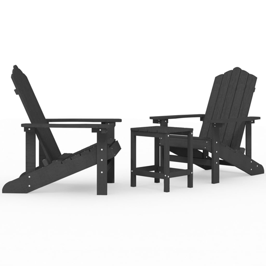 Clover Anthracite HDPE Garden Seating Chairs With Table In Pair
