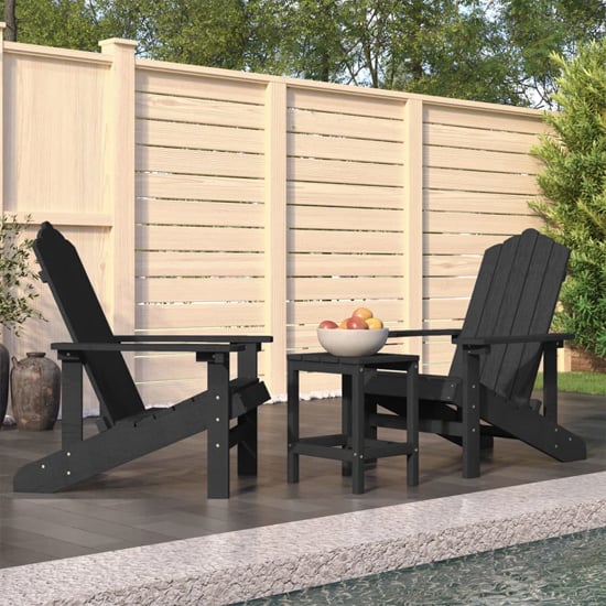 Clover Anthracite HDPE Garden Seating Chairs With Table In Pair