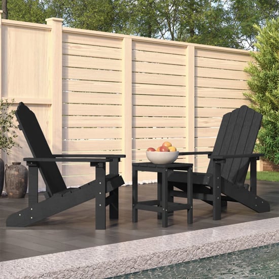 Read more about Clover anthracite hdpe garden seating chairs with table in pair