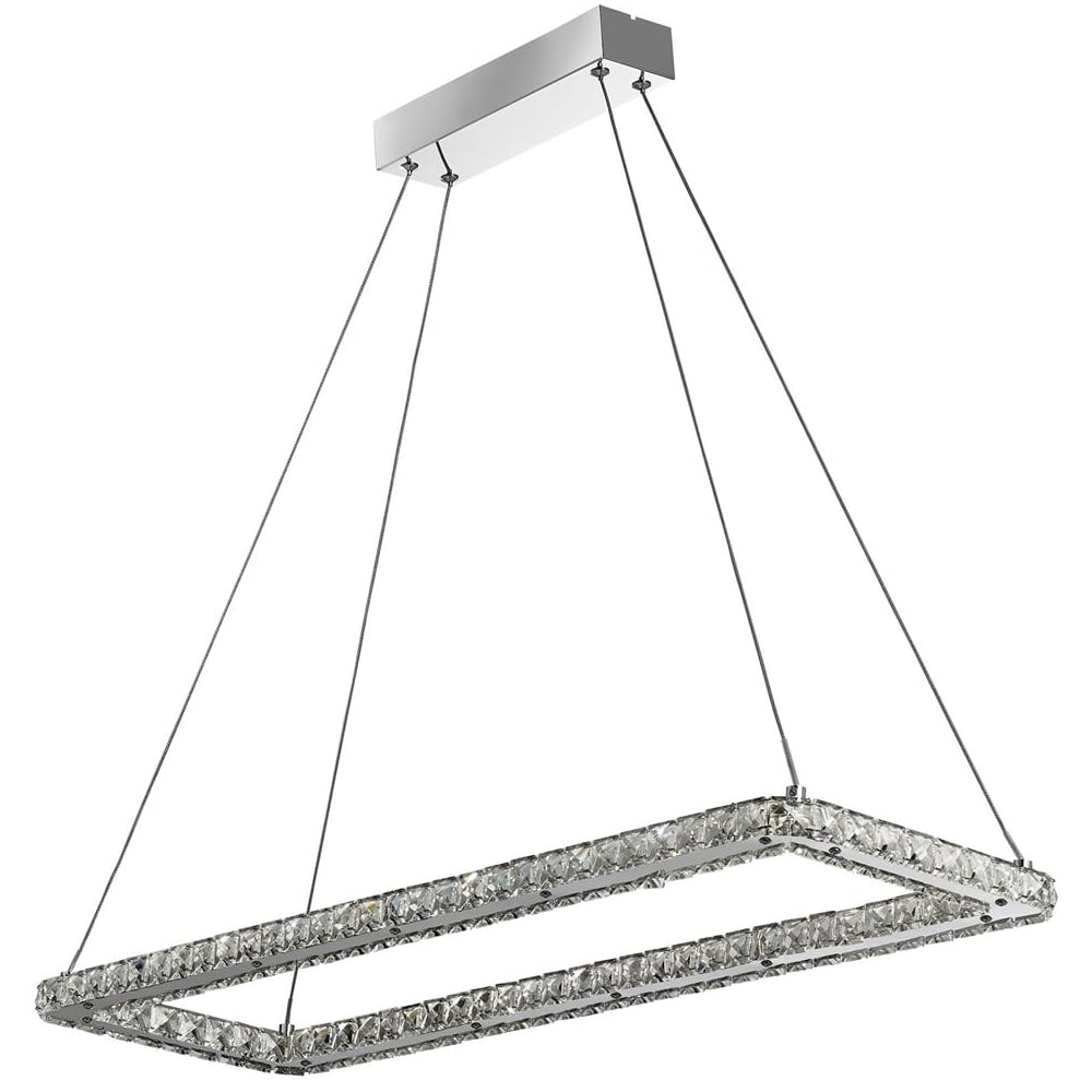 Read more about Clover clear glass pendant light rectangular in chrome