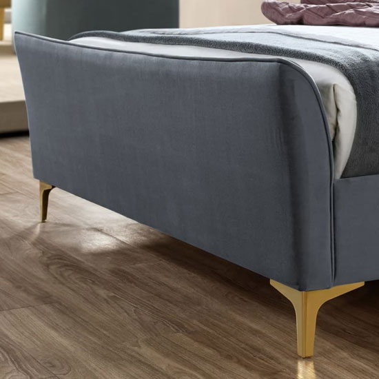 Clover Fabric Double Bed In Grey Velvet_2