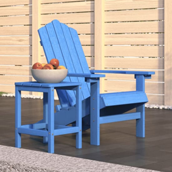 Product photograph of Clover Hdpe Garden Seating Chair With Table In Aqua Blue from Furniture in Fashion