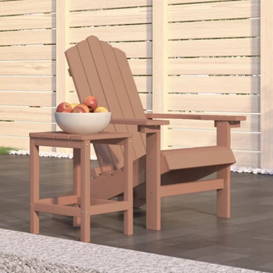 Clover HDPE Garden Seating Chair With Table In Brown