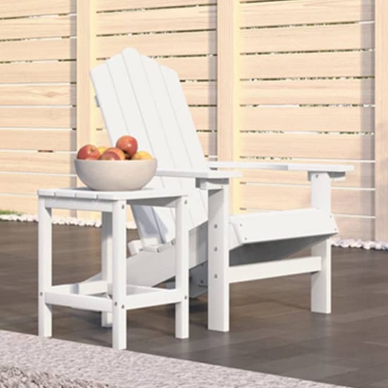 Product photograph of Clover Hdpe Garden Seating Chair With Table In White from Furniture in Fashion