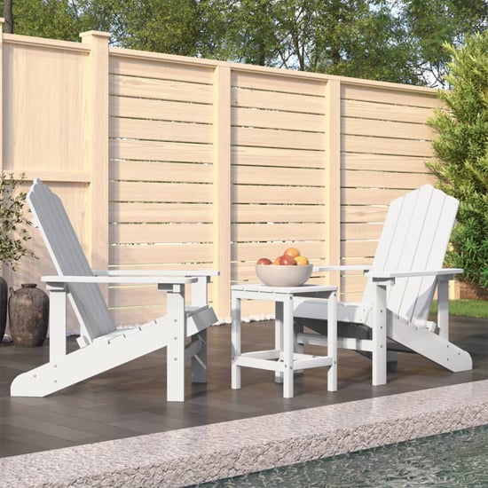 Read more about Clover white hdpe garden seating chairs with table in pair