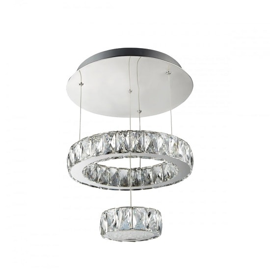 Read more about Clover led 2 tier ceiling flush light in chrome clear glass