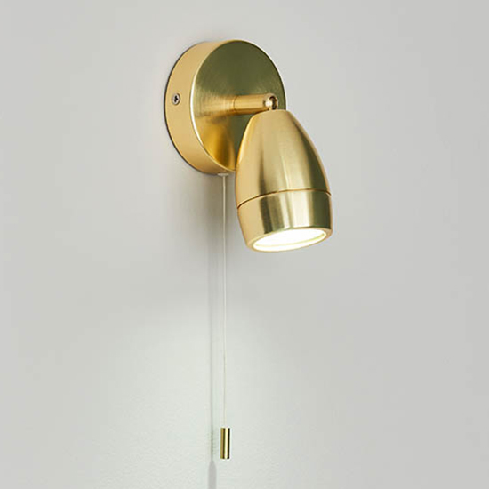 Product photograph of Clovis 1 Light Spotlight In Satin Brass With Glass Diffuser from Furniture in Fashion