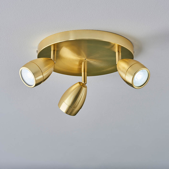 Product photograph of Clovis 3 Lights Spotlight In Satin Brass With Glass Diffuser from Furniture in Fashion