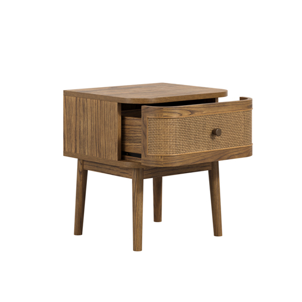 Clovis Wooden Bedside Cabinet With 1 Drawer - Smoked