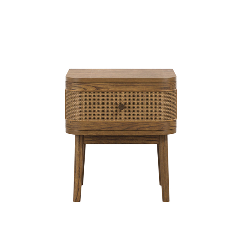 Clovis Wooden Bedside Cabinet With 1 Drawer - Smoked