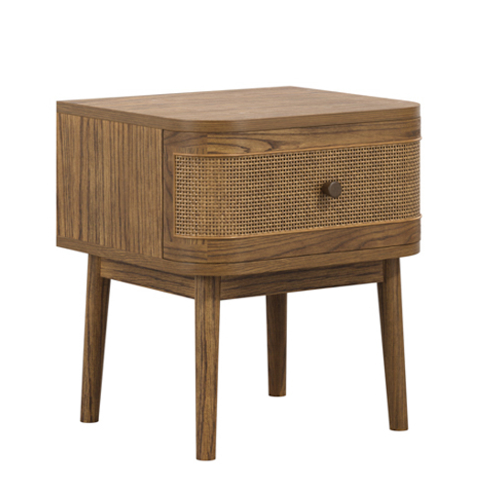 Clovis Wooden Bedside Cabinet With 1 Drawer - Smoked