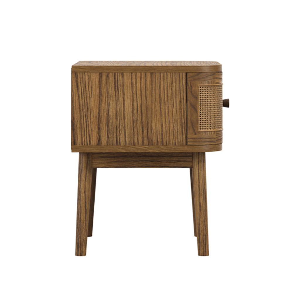 Clovis Wooden Bedside Cabinet With 1 Drawer - Smoked
