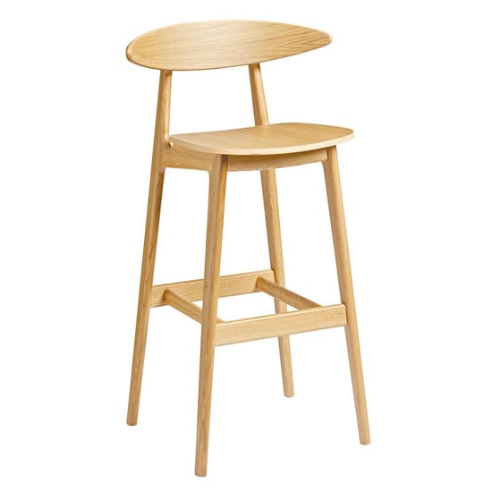 Product photograph of Clynnog Wooden Bar Stool In Natural Oak from Furniture in Fashion