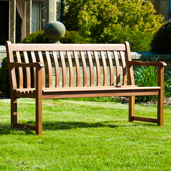 Photo of Clyro outdoor broadfield 5ft wooden seating bench in timber