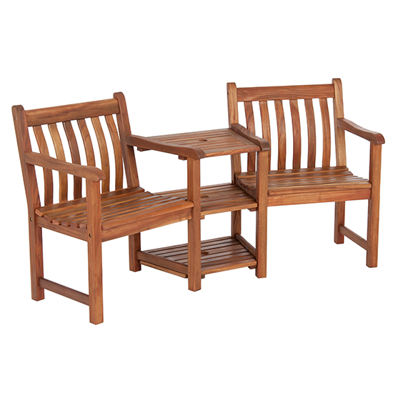 Clyro Wooden Garden Companion Seating Set In Rich Brown