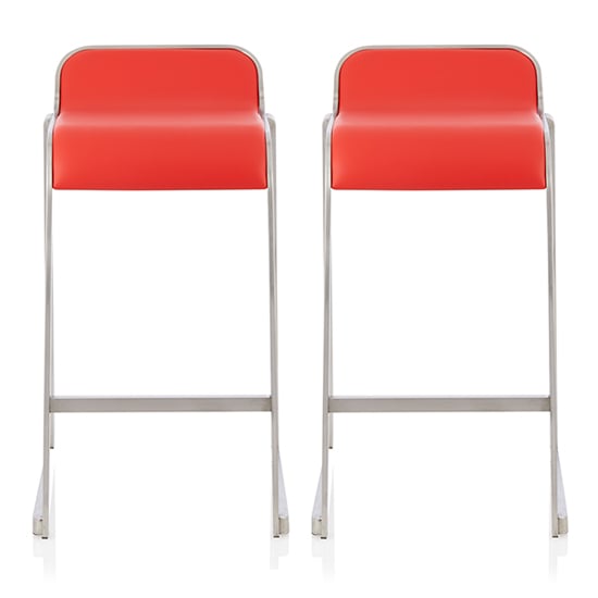 Coachella Red Faux Leather Counter Height Bar Stools In Pair_1