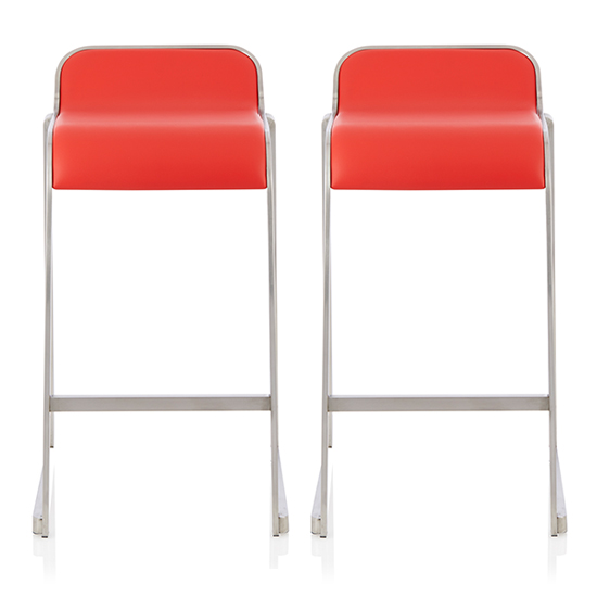 Read more about Coachella red faux leather counter height bar stools in pair