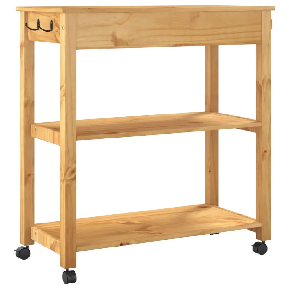 Coachella Wooden Large Kitchen Trolley With 1 Drawer In Brown