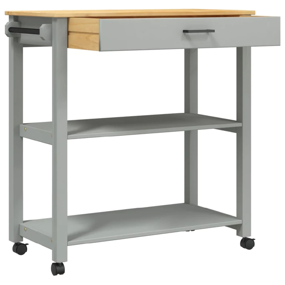 Coachella Wooden Large Kitchen Trolley With 1 Drawer In Grey Oak
