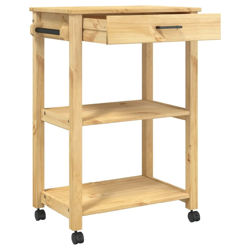 Coachella Wooden Small Kitchen Trolley With 1 Drawer In Brown