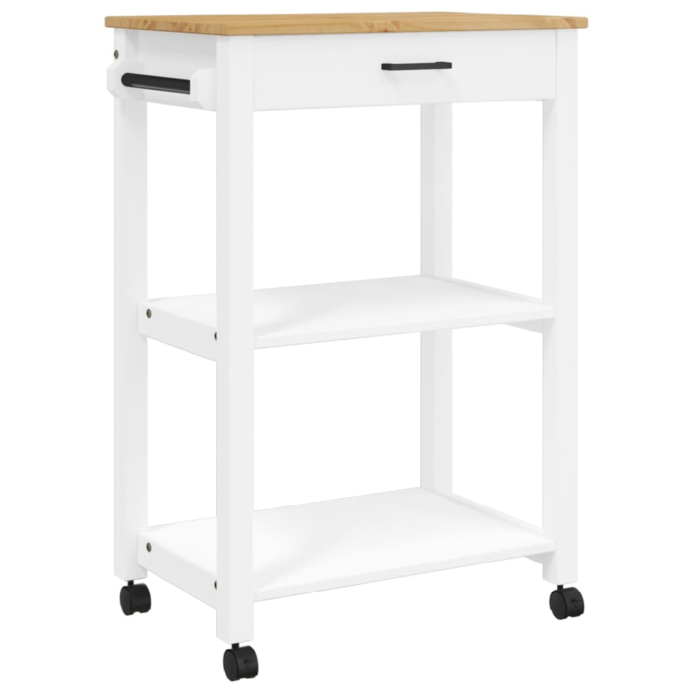 Coachella Wooden Small Kitchen Trolley With 1 Drawer In White Oak