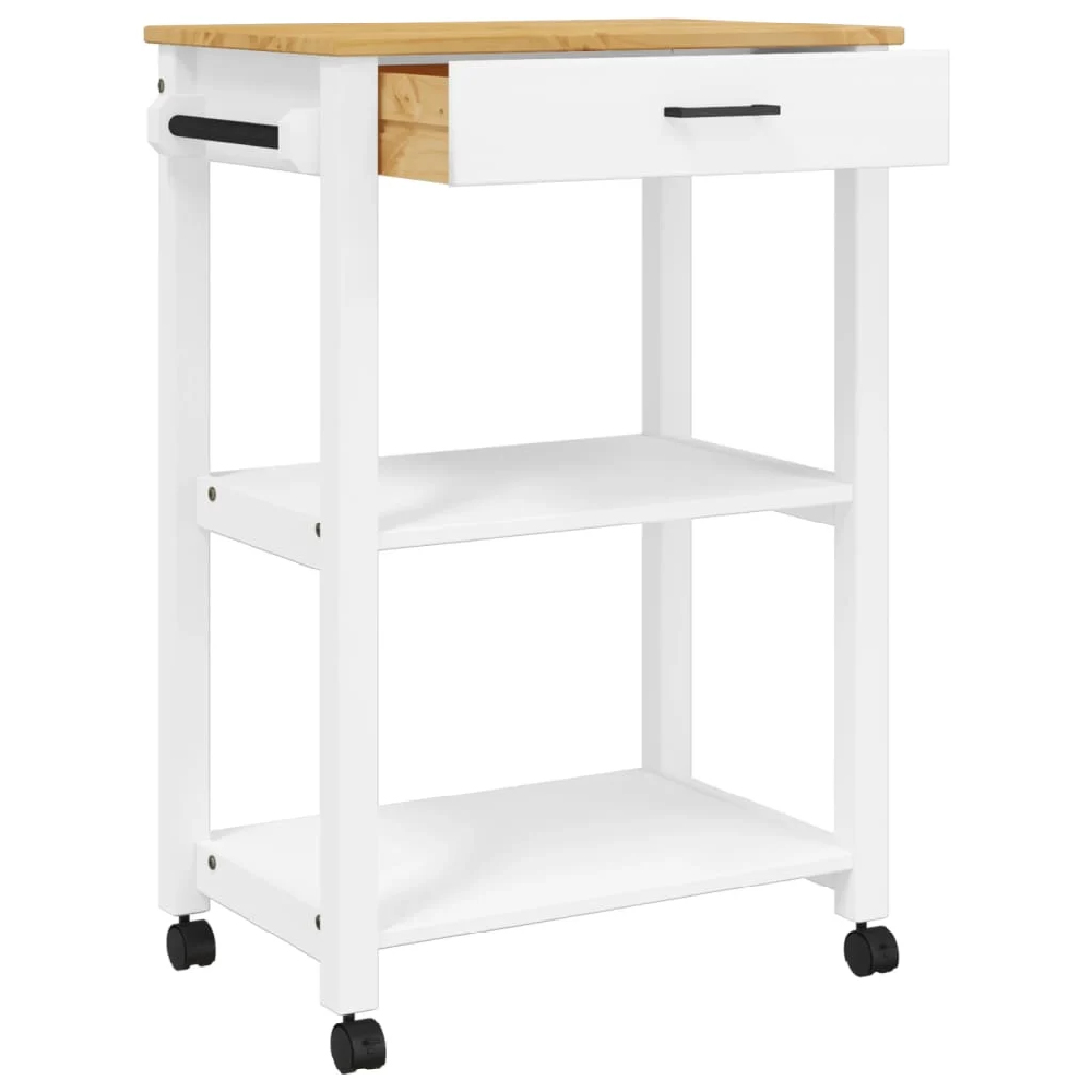 Coachella Wooden Small Kitchen Trolley With 1 Drawer In White Oak