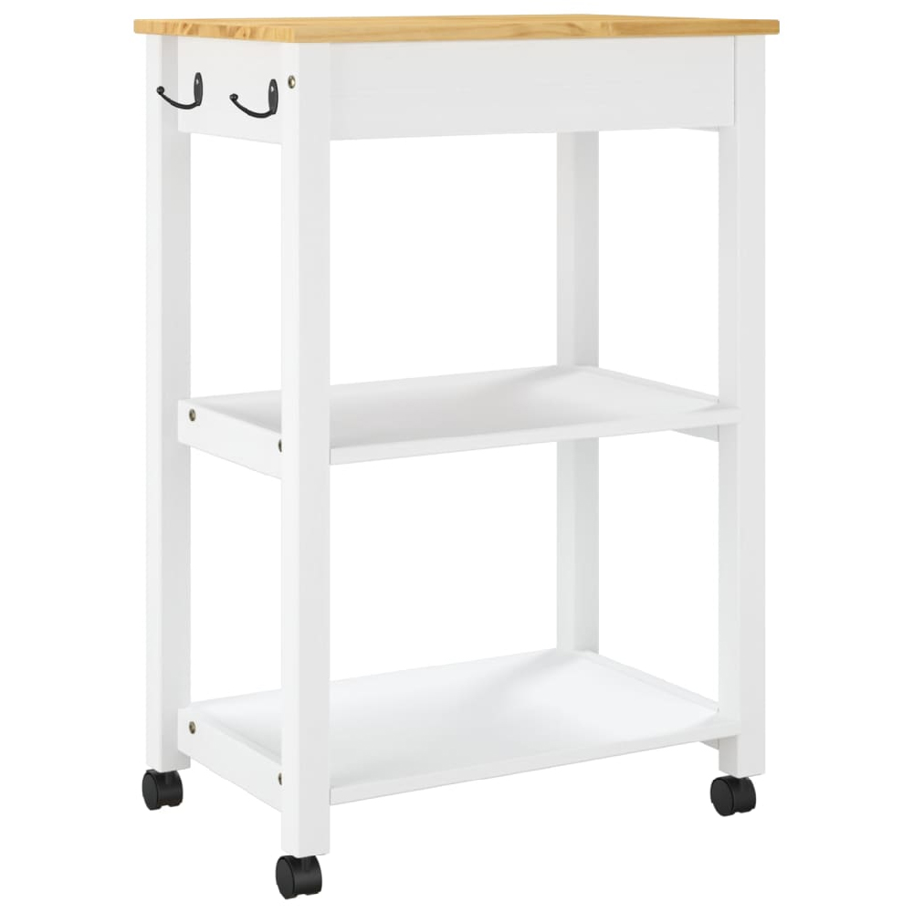 Coachella Wooden Small Kitchen Trolley With 1 Drawer In White Oak