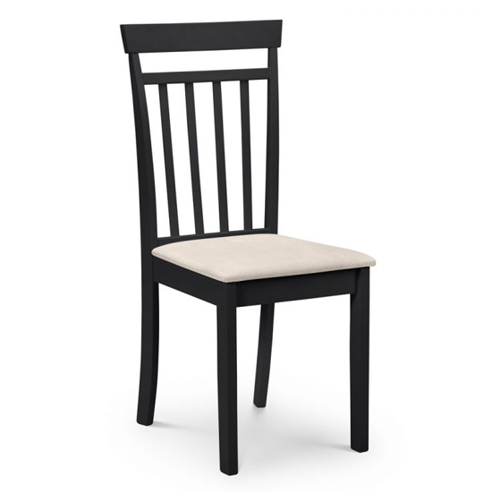 Calista Black Wooden Dining Chairs With Ivory Seat In Pair