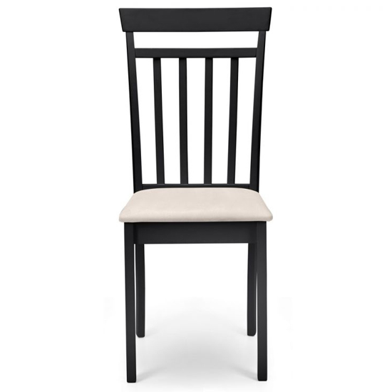 Calista Black Wooden Dining Chairs With Ivory Seat In Pair