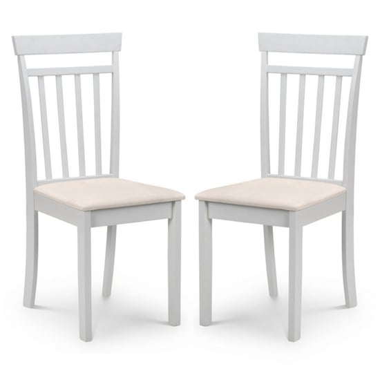 Calista Grey Wooden Dining Chairs With Ivory Seat In Pair