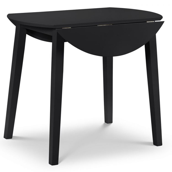 Calista Round Drop-Leaf Wooden Dining Table In Black