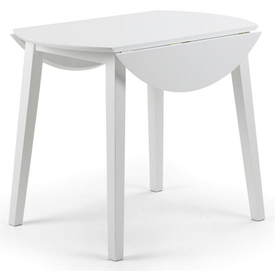 Calista Round Drop-Leaf Wooden Dining Table In White_2