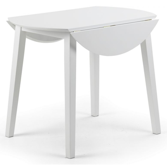 Calista Round DropLeaf Wooden Dining Table In White Furniture in Fashion